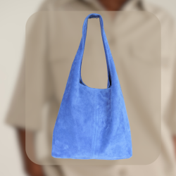 Suede tote hand bag - Blue