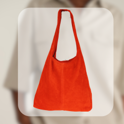 Suede tote hand bag - Red