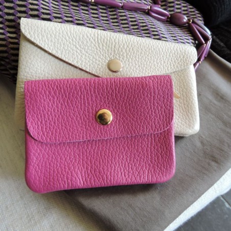 Porte-monnaie en cuir - Fuchsia