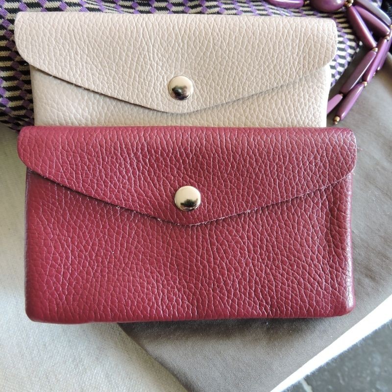 Leather wallet - Prune