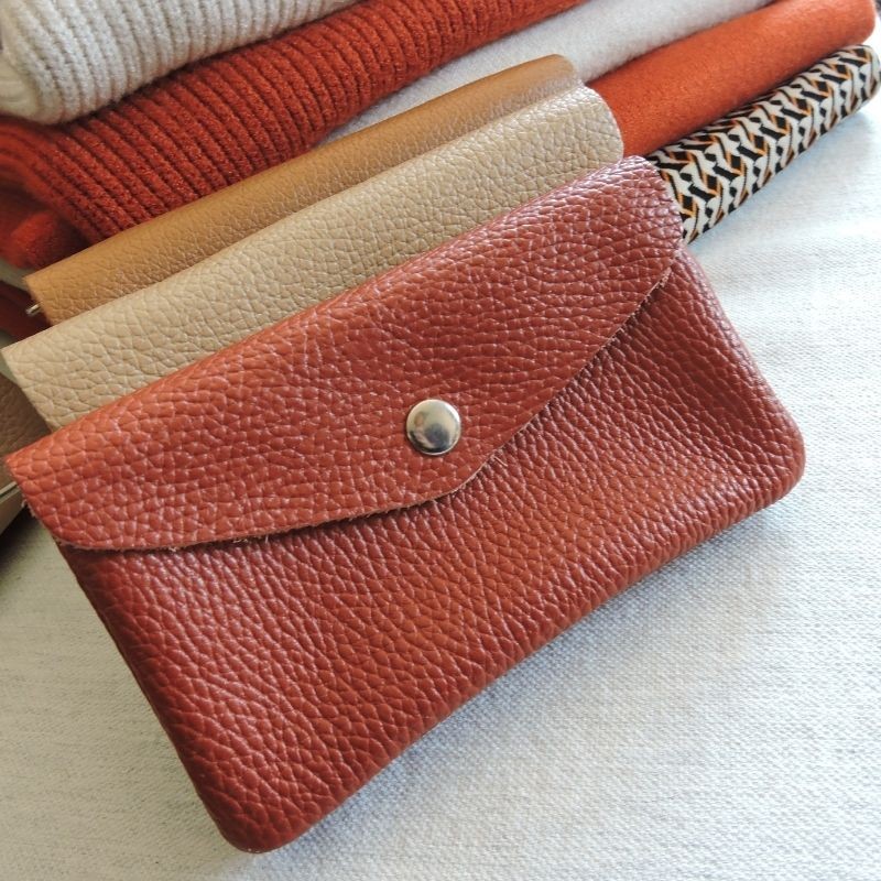 Leather wallet - Brique