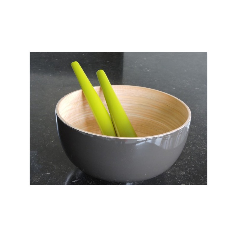 Saladier en verre 22 cm - Ustensile de cuisine/Saladier bambou et